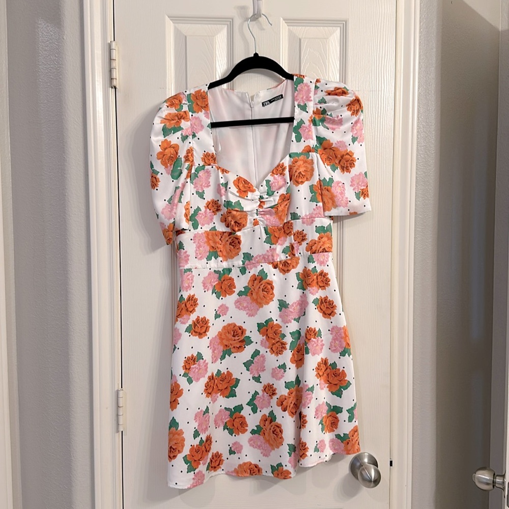 Zara white floral dress